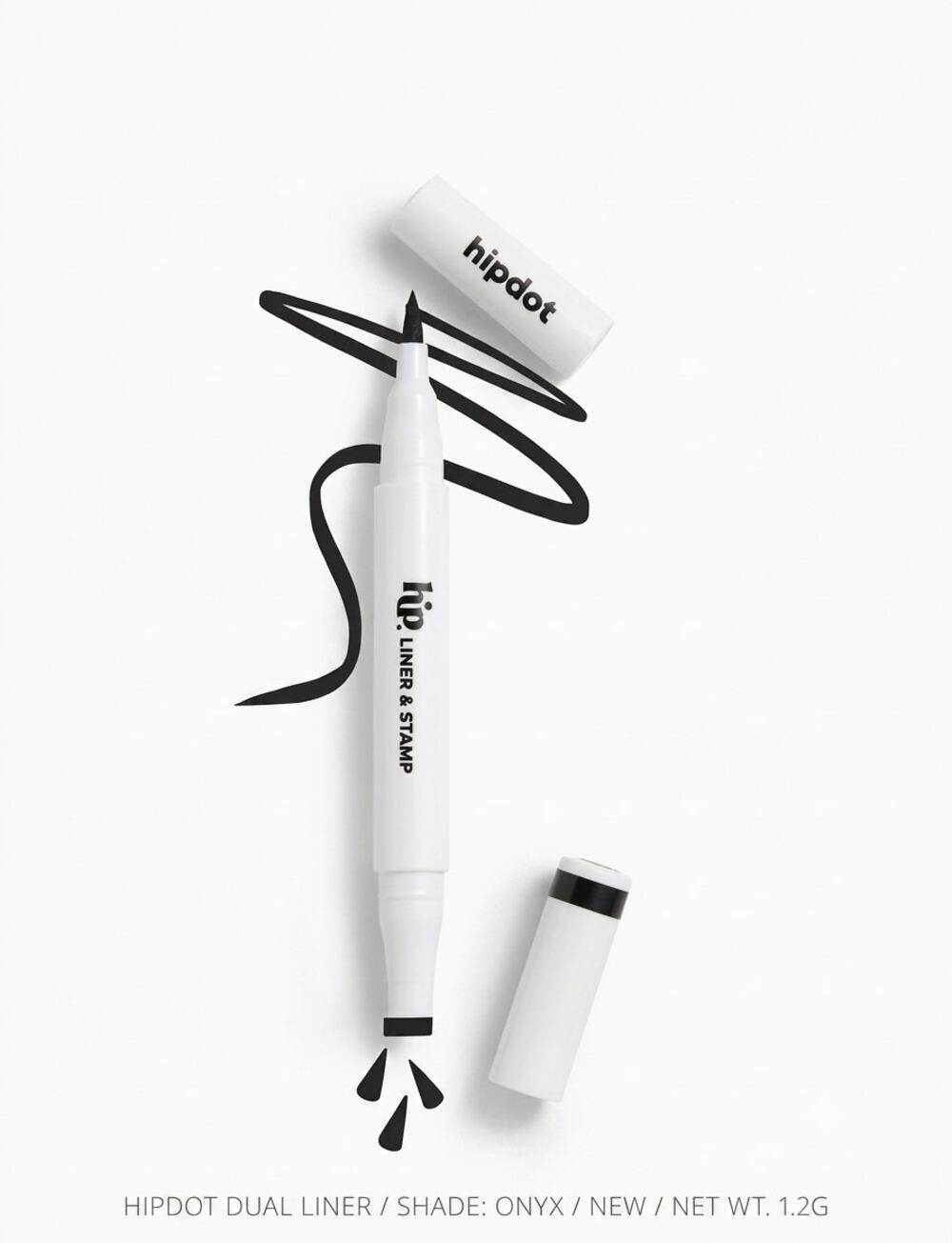 Hipdot Liner & Stamp Eyeliner Jet Black Dual End Waterproof New In Box